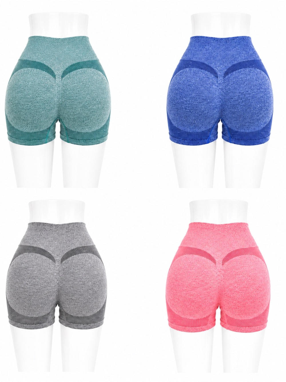 Seamless High-Waist Sculpting Bike Shorts — Pink, Blue, Green, Gray